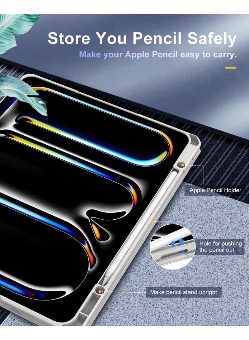 Fekra Transparent Case Compatible with iPad Pro 13 Inch M4 2024 with Pencil Holder, Shockproof Bumper TPU Cover with Clear Back Shell, Auto Wake/Sleep - Image 5